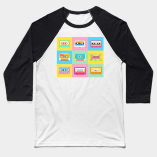 Retro Cassette Tapes in Rainbow Colors Baseball T-Shirt